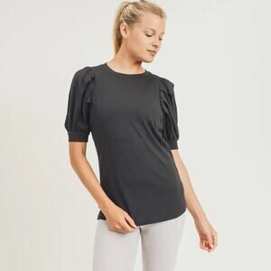 Mono B Athletic Elbow Length Black Turtleneck Large